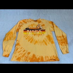 NASA space shuttle long sleeve yellow tie die